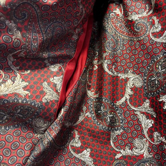 Vintage 90s Jofeld Double Breasted Red Wool Coat Womens XL Paisley Long Relaxed - Picture 16 of 16